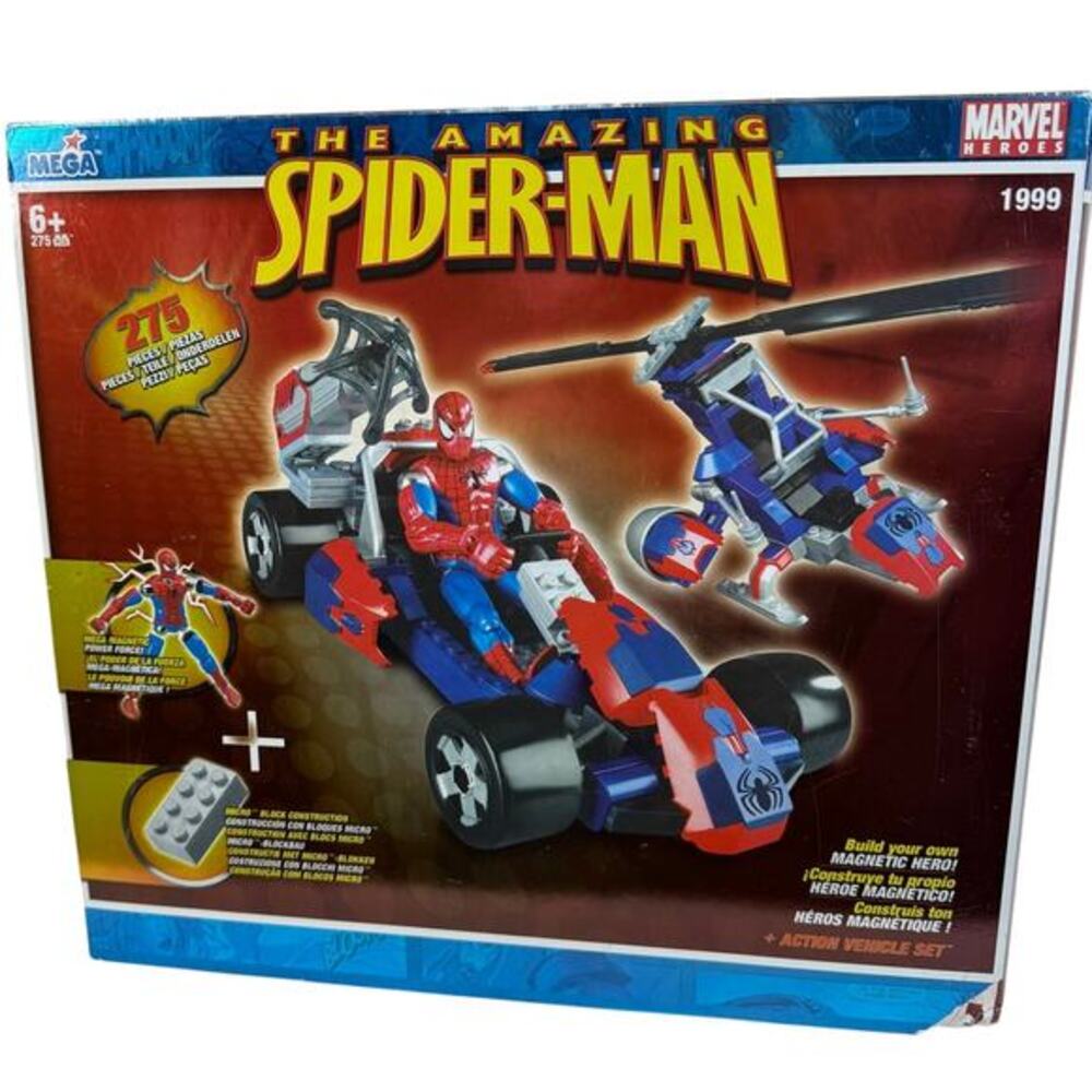 Mega Heroes Blocks Marvel The‎ Amazing Spider-Man Action Vehicle 1999 Magnetic
